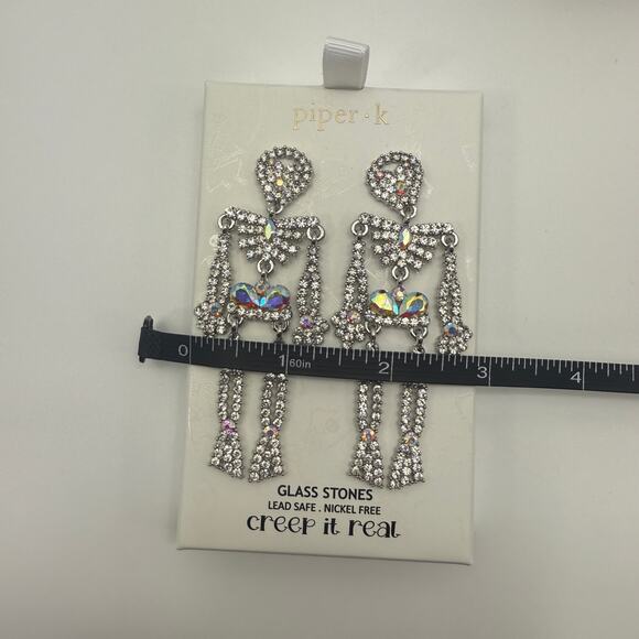 Piper K Creep it Real Halloween Skeleton Glass Stones Earrings - Picture 5 of 7